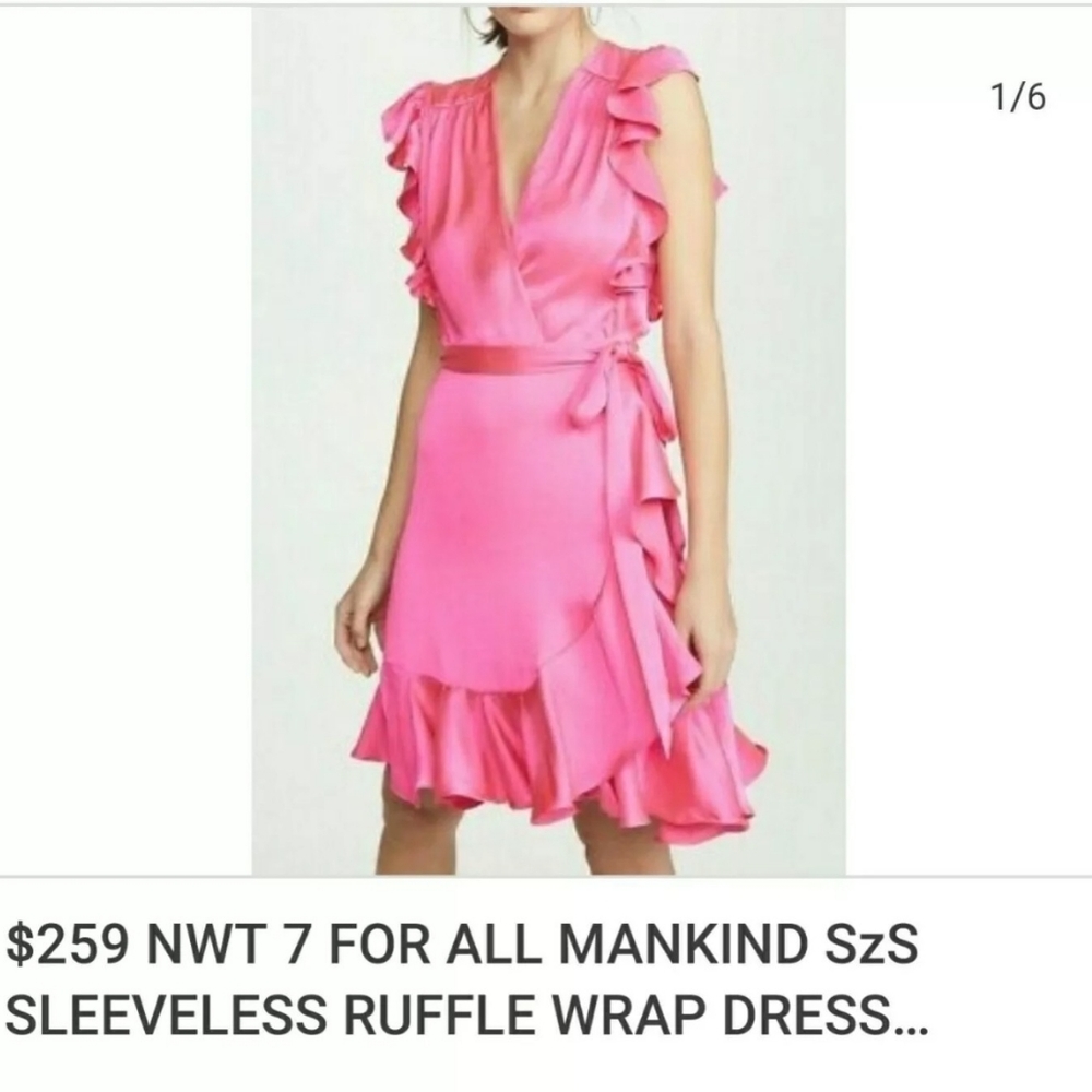 Seven For All Mankind Hot Pink Silky Wrap Dress! N